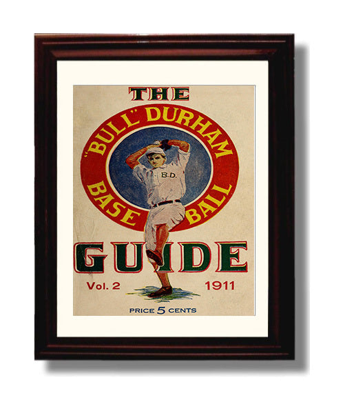 Bull Durham Baseball Guide - 1911 Guide Cover Wall Art 8x10 Beveled Frame wall art print – Baseball Wall Art decor