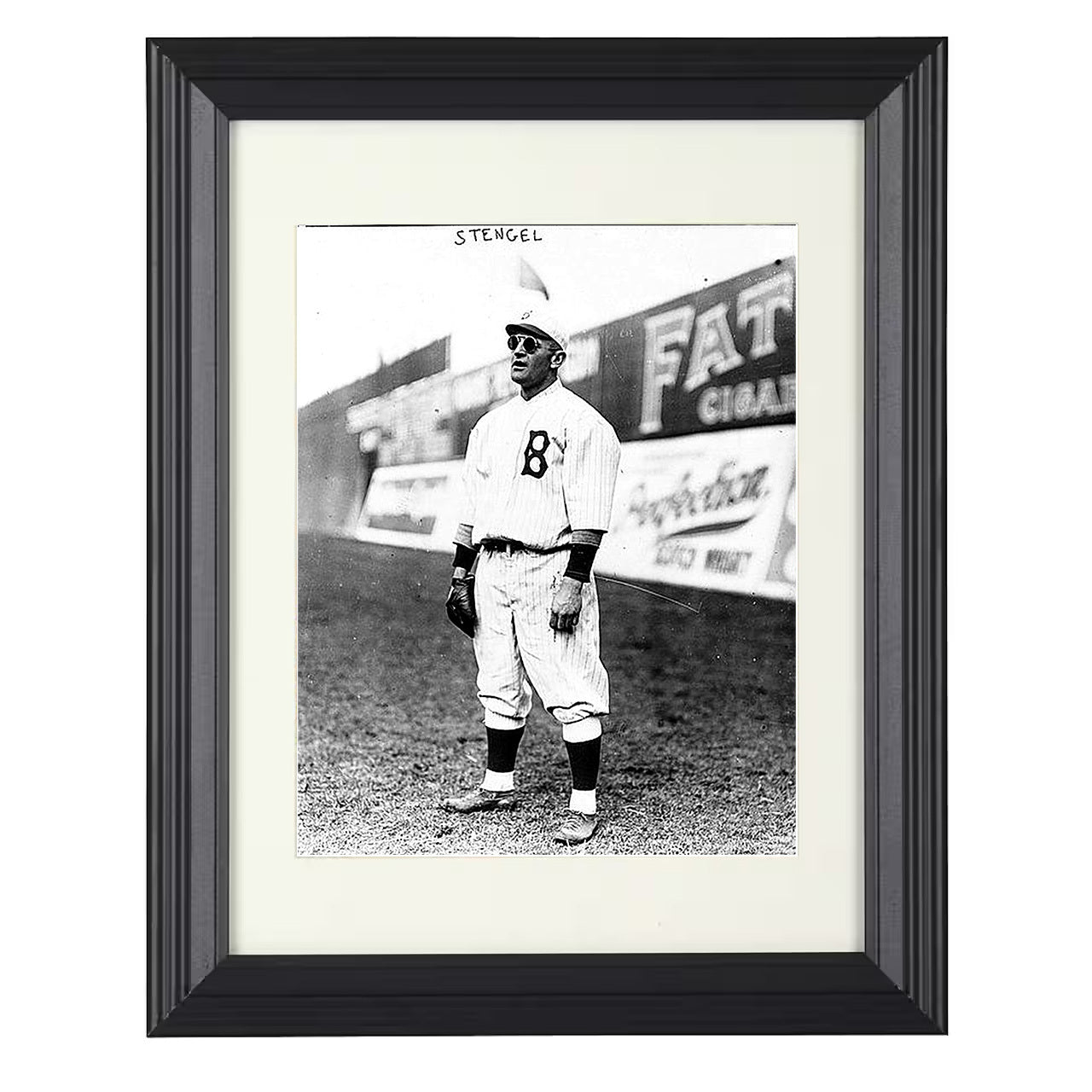 Baseball Poster - Casey Stengel - Vintage Photo 8x10 black beveled framed baseball wall art