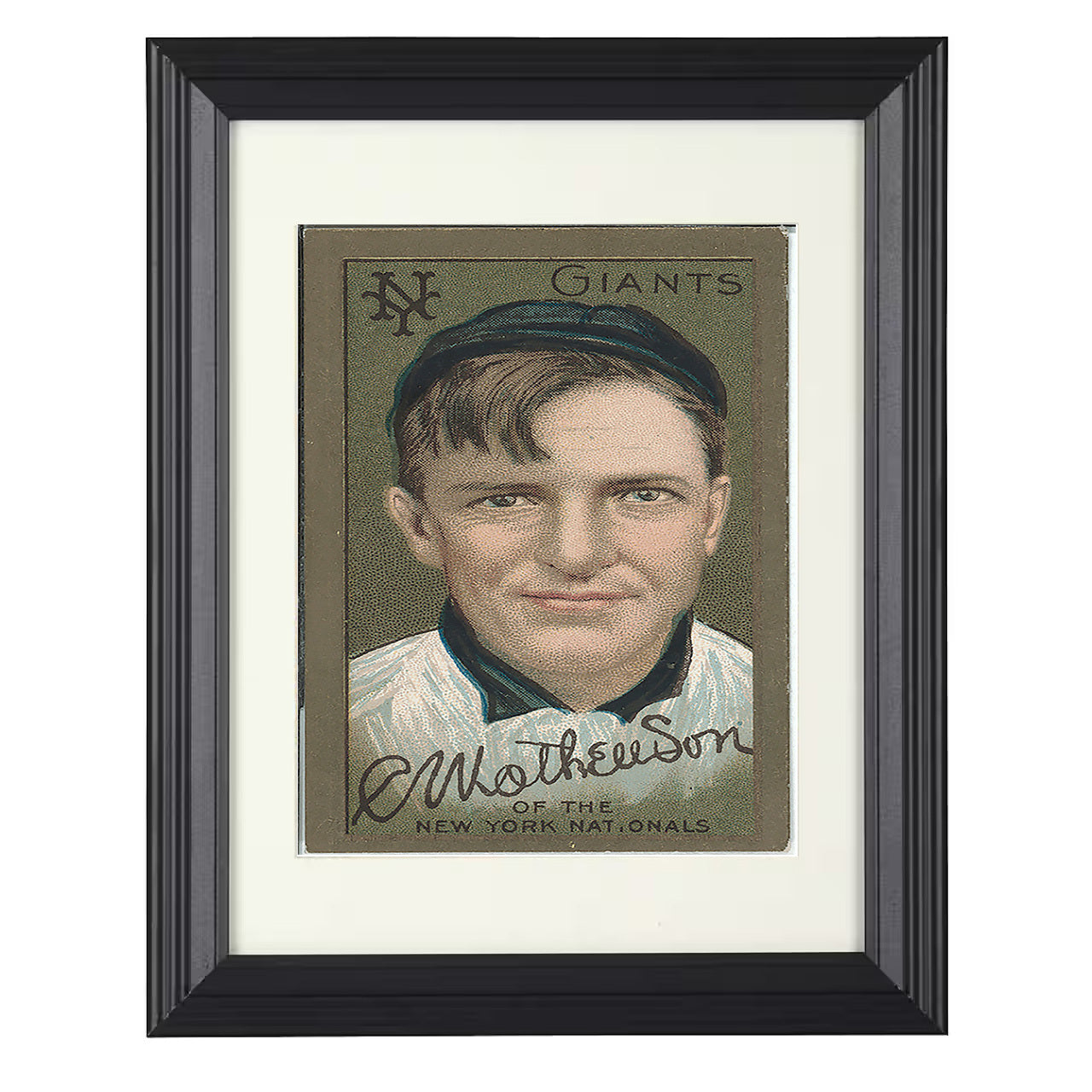 Baseball Poster - Christy Mathewson - Giants Baseball Card 8x10 black beveled framed baseball wall art