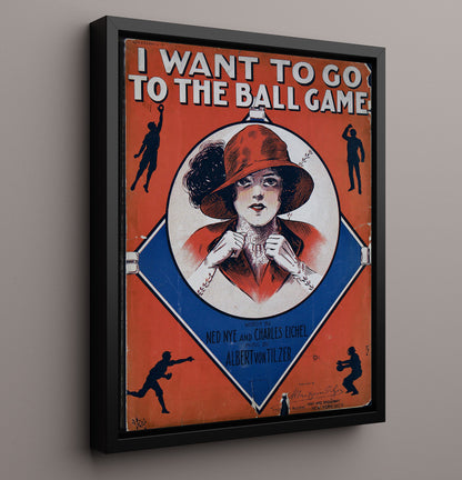 I Want To Go To The Ball Game - Sheet Music Cover 8x10 Framed Canvas baseball wall art