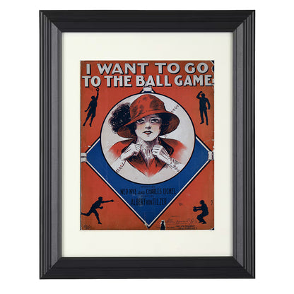 I Want To Go To The Ball Game - Sheet Music Cover 8x10 Beveled Frame baseball wall art