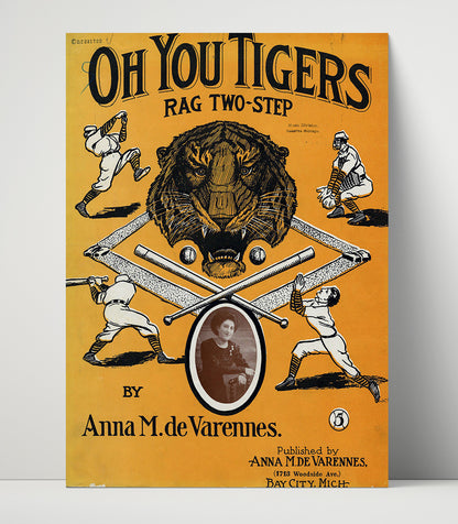 Oh You Tigers Ragtime Sheet Music Artwork - Baseball Wall Art