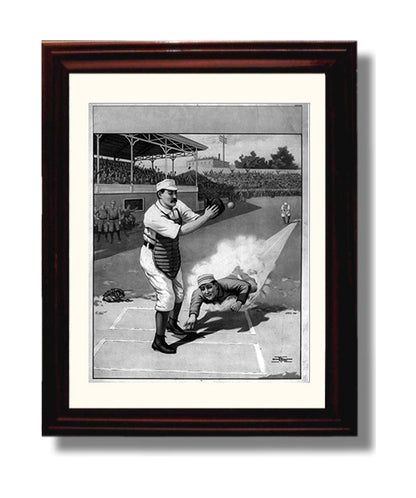 Safe at Home - Vintage Baseball Lithograph 8x10 Unframed Print baseball wall art