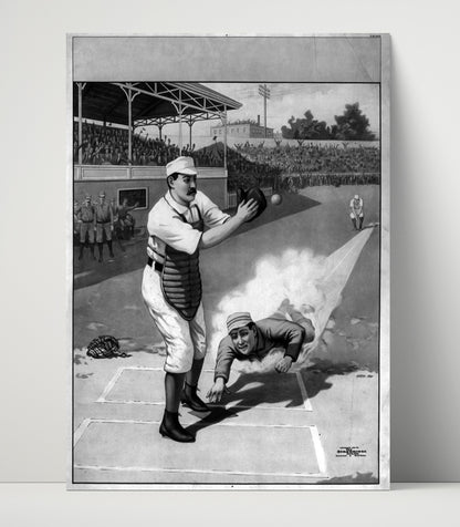 Safe at Home – Vintage Baseball Artwork - Baseball Wall Art