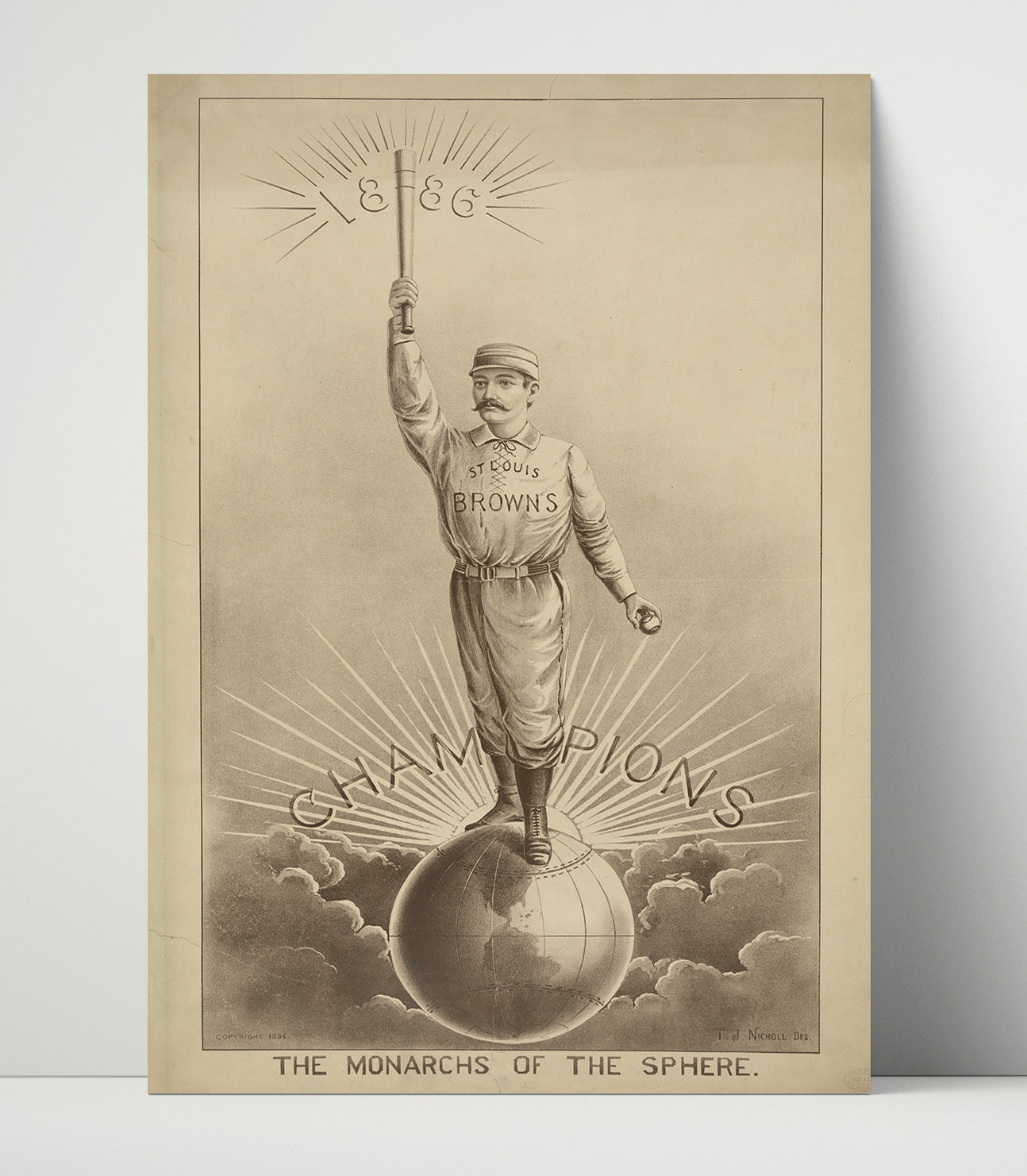 St Louis Browns - Monarchs of the Sphere 1886 Baseball Wall Art 16x20 Unframed Print wall art print – Baseball Wall Art decor