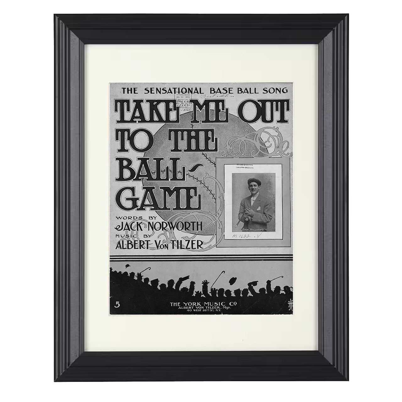Baseball Poster - Take Me Out To The Ball Game - Sheet Music Cover 8x10 black beveled framed baseball wall art