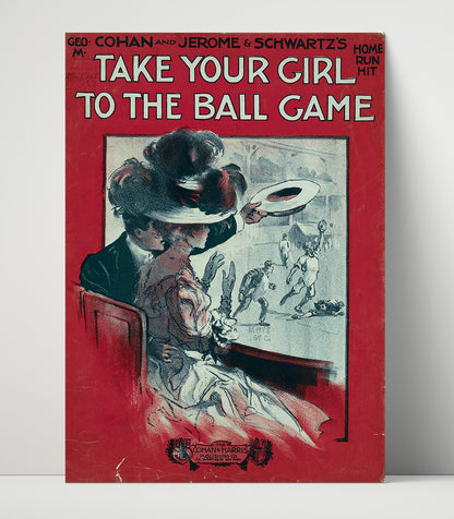 Take Your Girl to the Ball Game Sheet Music Artwork - Baseball Wall Art