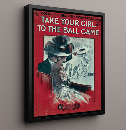 Take Your Girl To The Ball Game - Sheet Music Cover 8x10 Framed Canvas baseball wall art