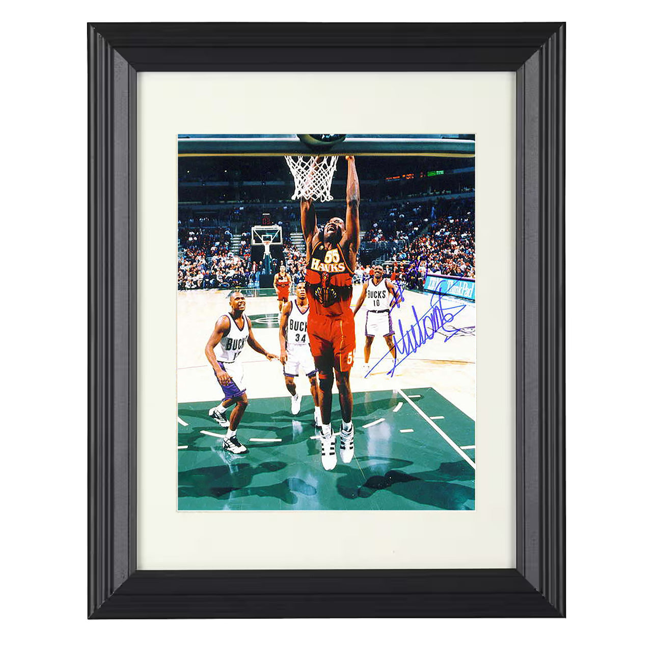 Dikembe Mutombo Atlanta Power Finish Finger Wag Moment basketball print - 8x10 Beveled Frame wall art