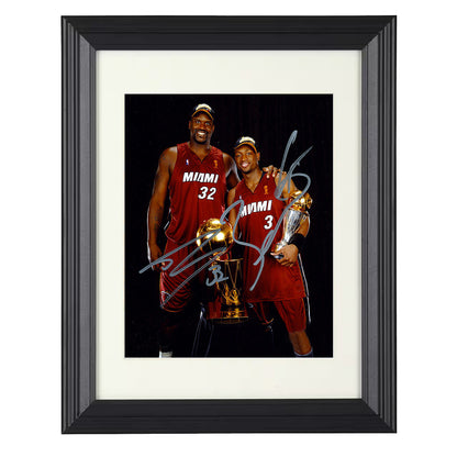 Shaquille ONeal and Dwyane Wade Miami Basketball Championship Trophy Portrait Spotlight Basketball Wall Art 16x20 Unframed Print basketball wall art print