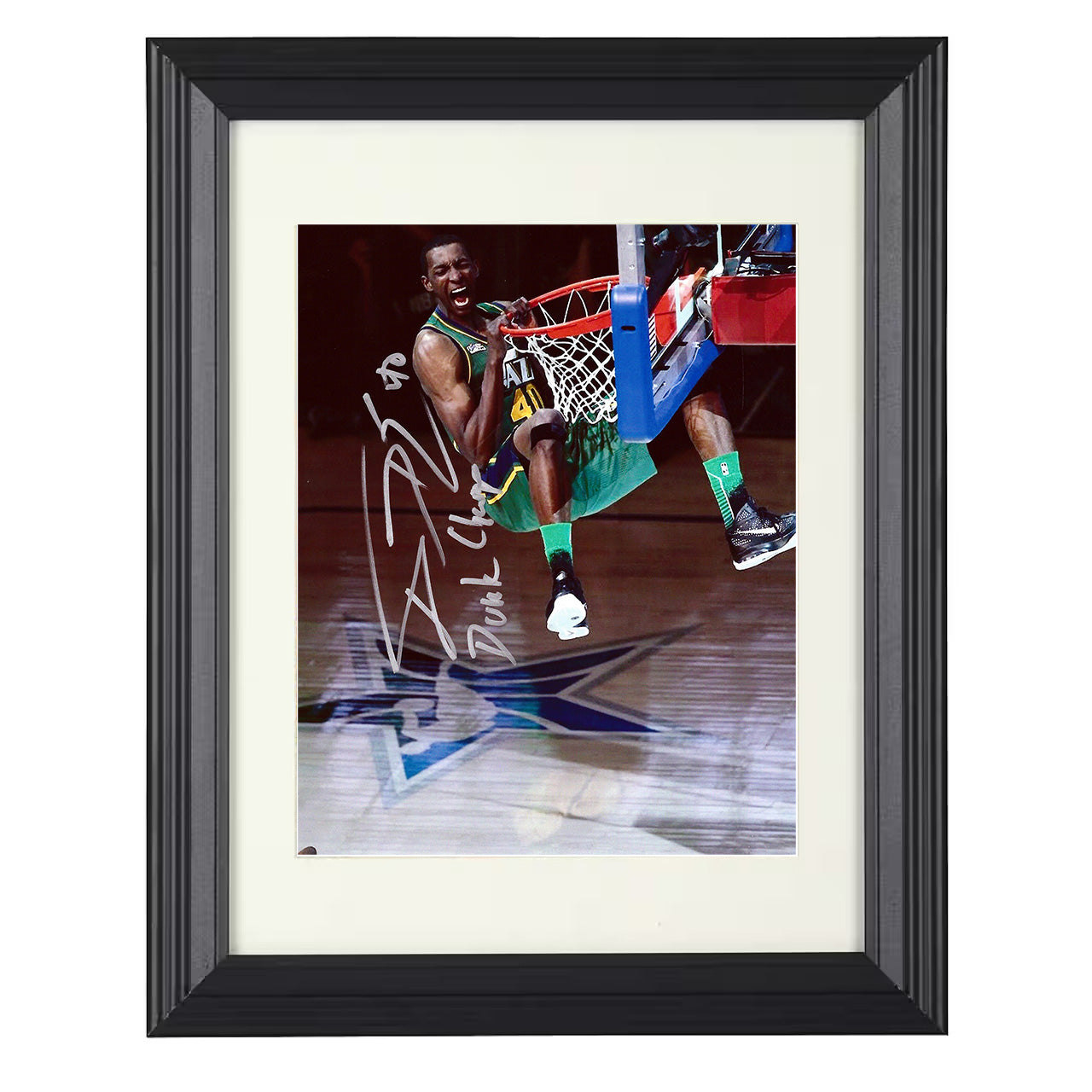 Shawn Kemp Seattle Basketball Rim Hang Power Slam Spotlight Basketball Wall Art 16x20 Unframed Print basketball wall art print
