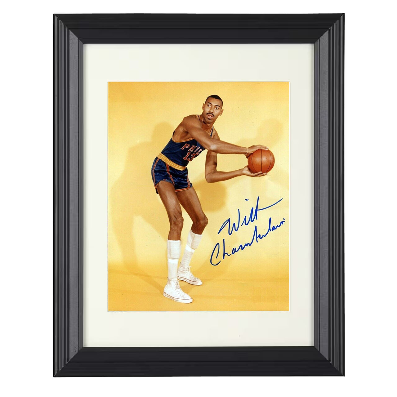 Wilt Chamberlain Philadelphia Basketball Vintage Studio Pose Towering Legend Spotlight Basketball Wall Art 16x20 Unframed Print basketball wall art print