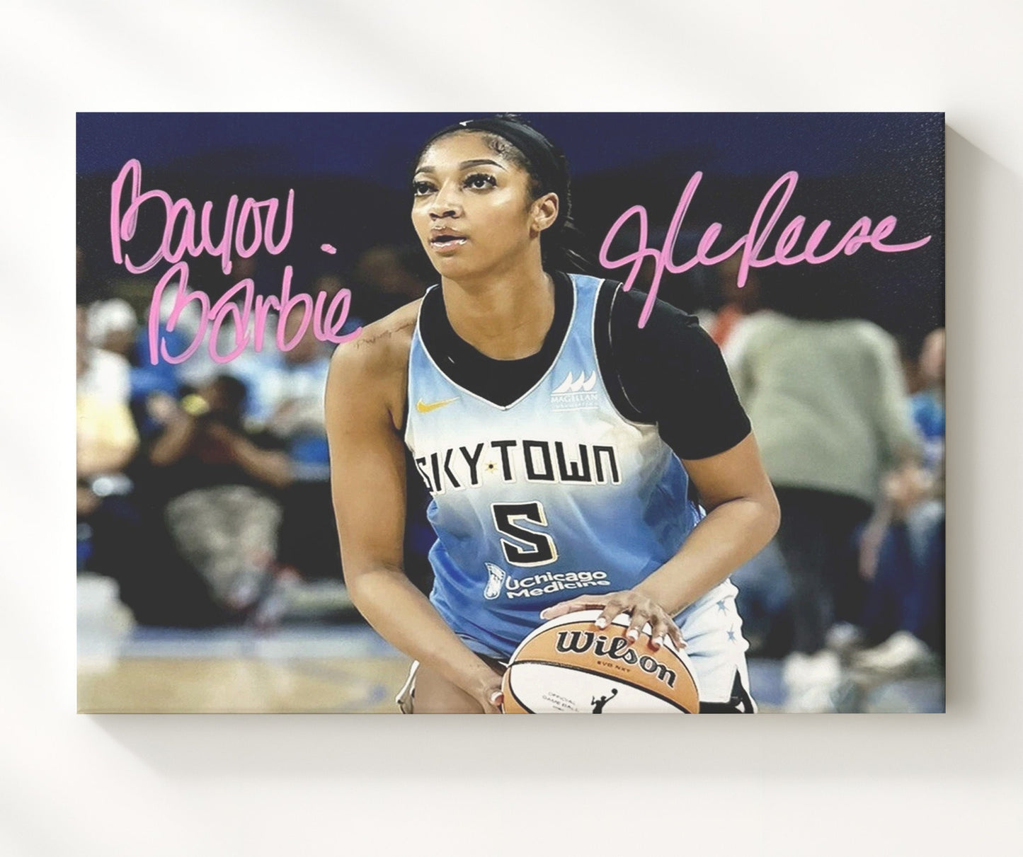 Angel Reese SkyTown Bayou Barbie Spotlight Basketball Wall Art 20x24 Canvas basketball wall art print