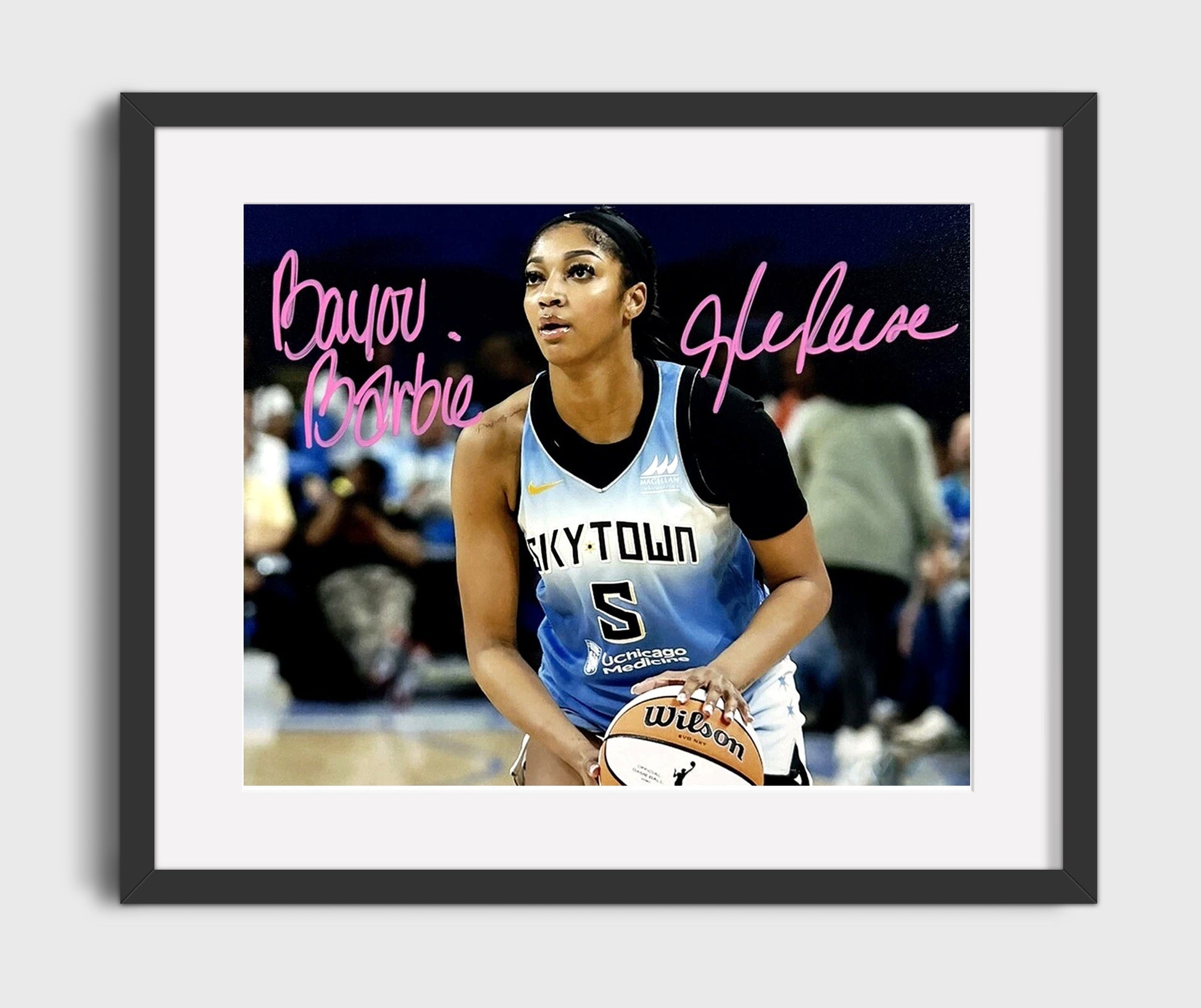 Angel Reese SkyTown Bayou Barbie Spotlight Basketball Wall Art 16x20 Gallery Frame basketball wall art print
