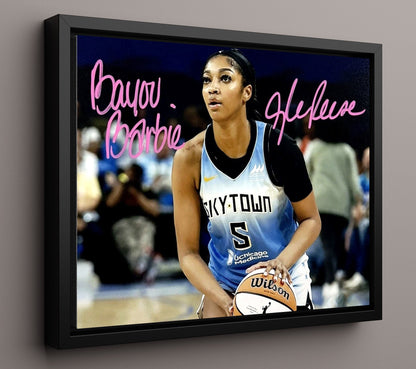 Angel Reese SkyTown Bayou Barbie Spotlight Basketball Wall Art 16x20 Framed Canvas basketball wall art print