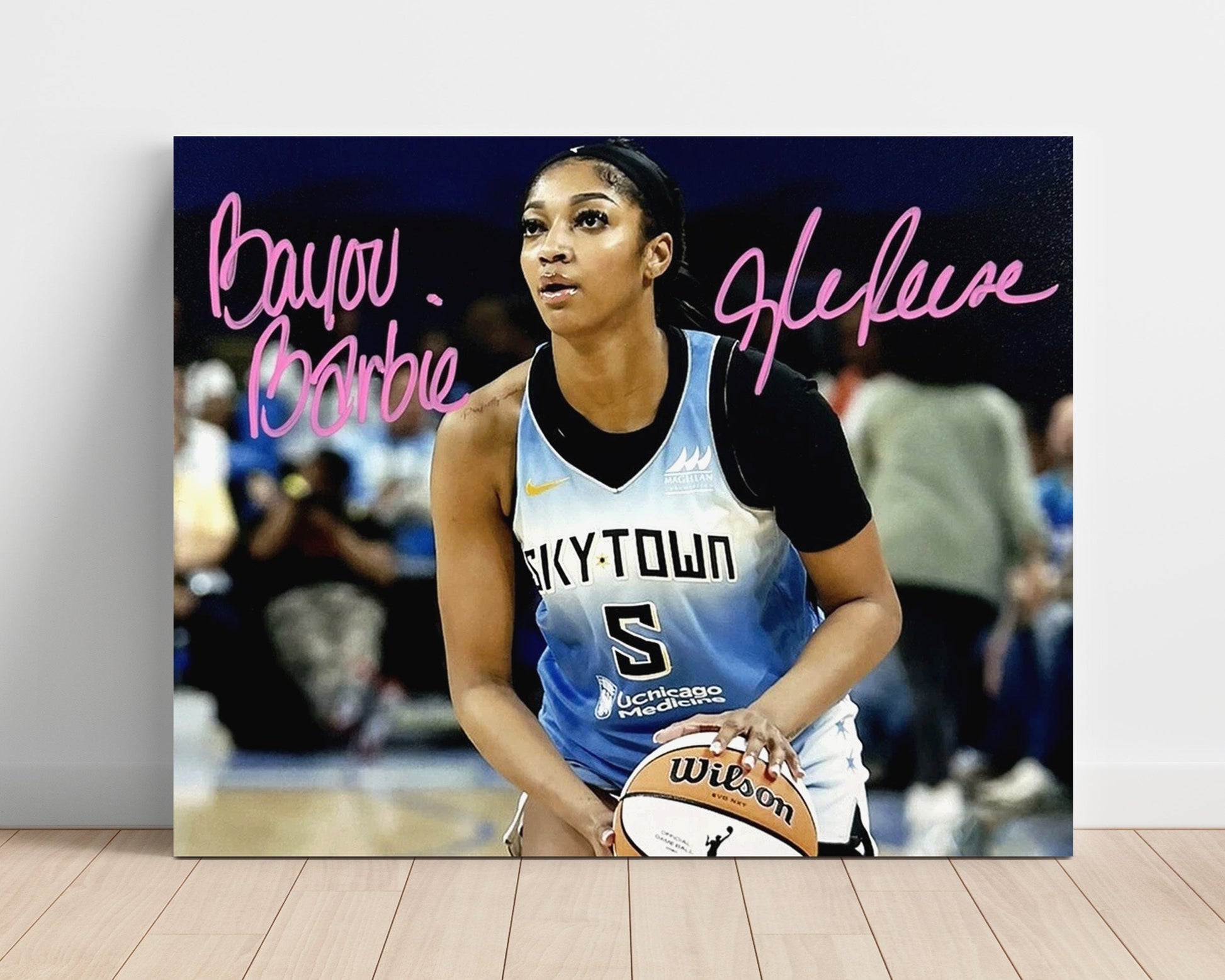 Angel Reese SkyTown Bayou Barbie Spotlight basketball print - 16x20 Unframed Print wall art
