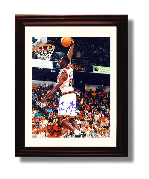 Antonio McDyess Elevated Midrange Release Basketball Wall Art 8x10 Beveled Frame basketball wall art print