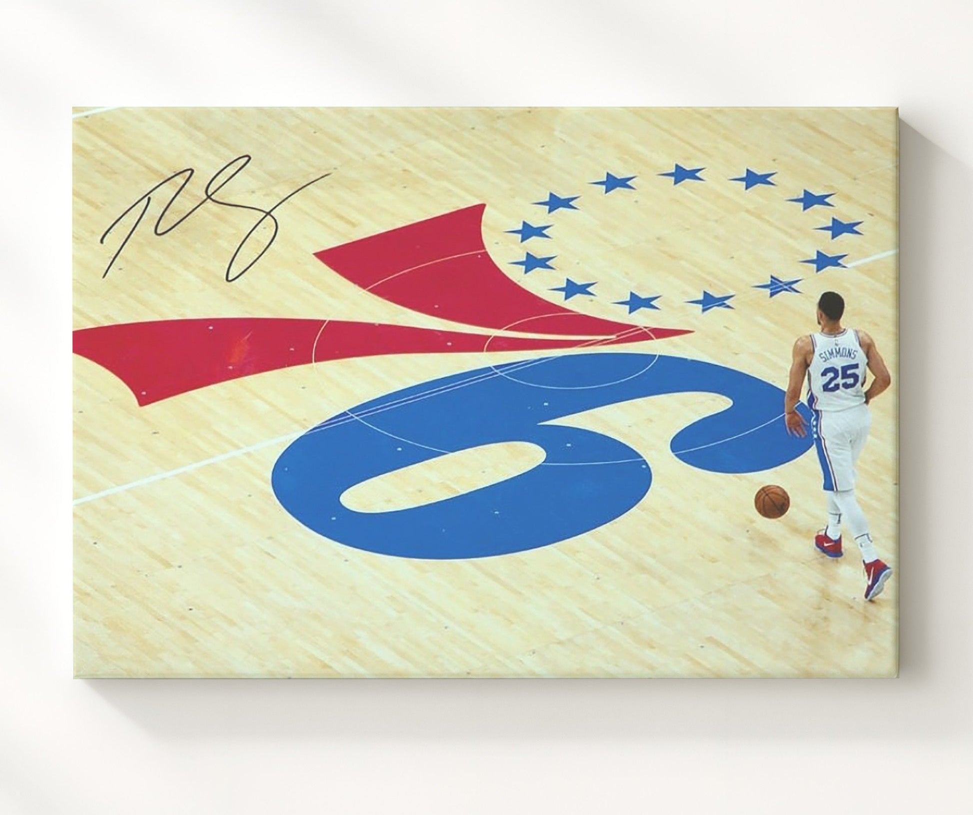 Ben Simmons 76ers Court Process Motion Basketball Wall Art 20x24 Canvas basketball wall art print