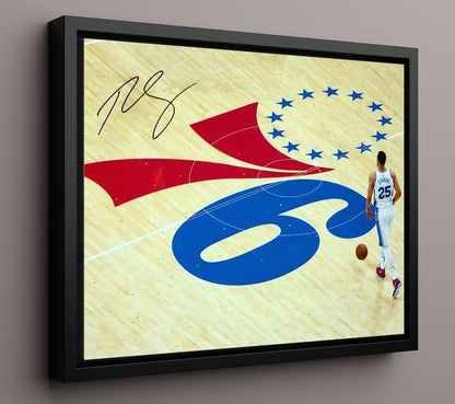Ben Simmons 76ers Court Process Motion Basketball Wall Art 16x20 Framed Canvas basketball wall art print