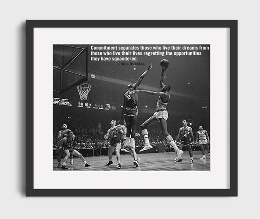 Bill Russell Celtics Block Quote basketball print - 16x20 Gallery Frame wall art