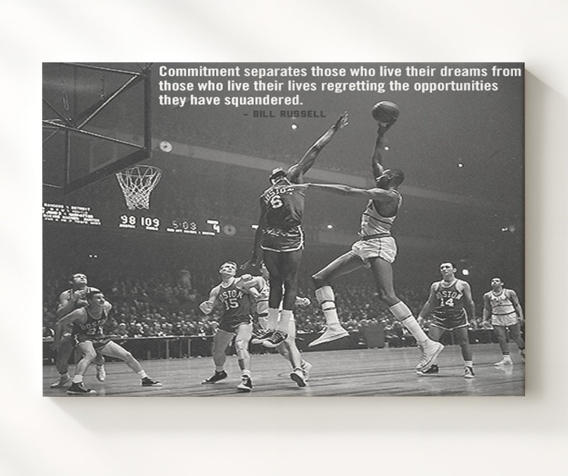 Bill Russell Celtics Block Quote basketball print - 20x24 Canvas wall art
