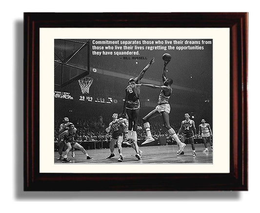 Bill Russell Celtics Block Quote Basketball Wall Art 8x10 Beveled Frame basketball wall art print