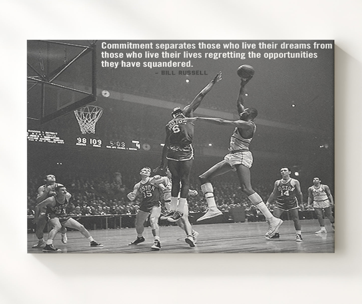 Bill Russell Celtics Block Quote Basketball Wall Art 20x24 Canvas basketball wall art print