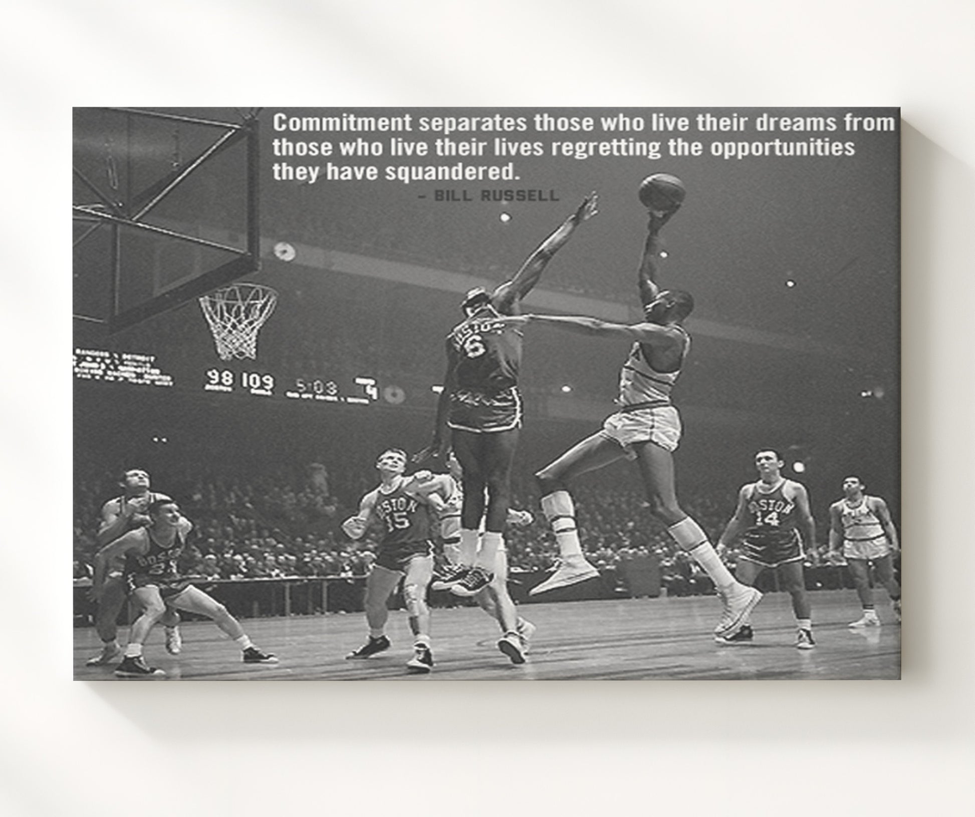 Bill Russell Celtics Block Quote Basketball Wall Art 20x24 Canvas basketball wall art print