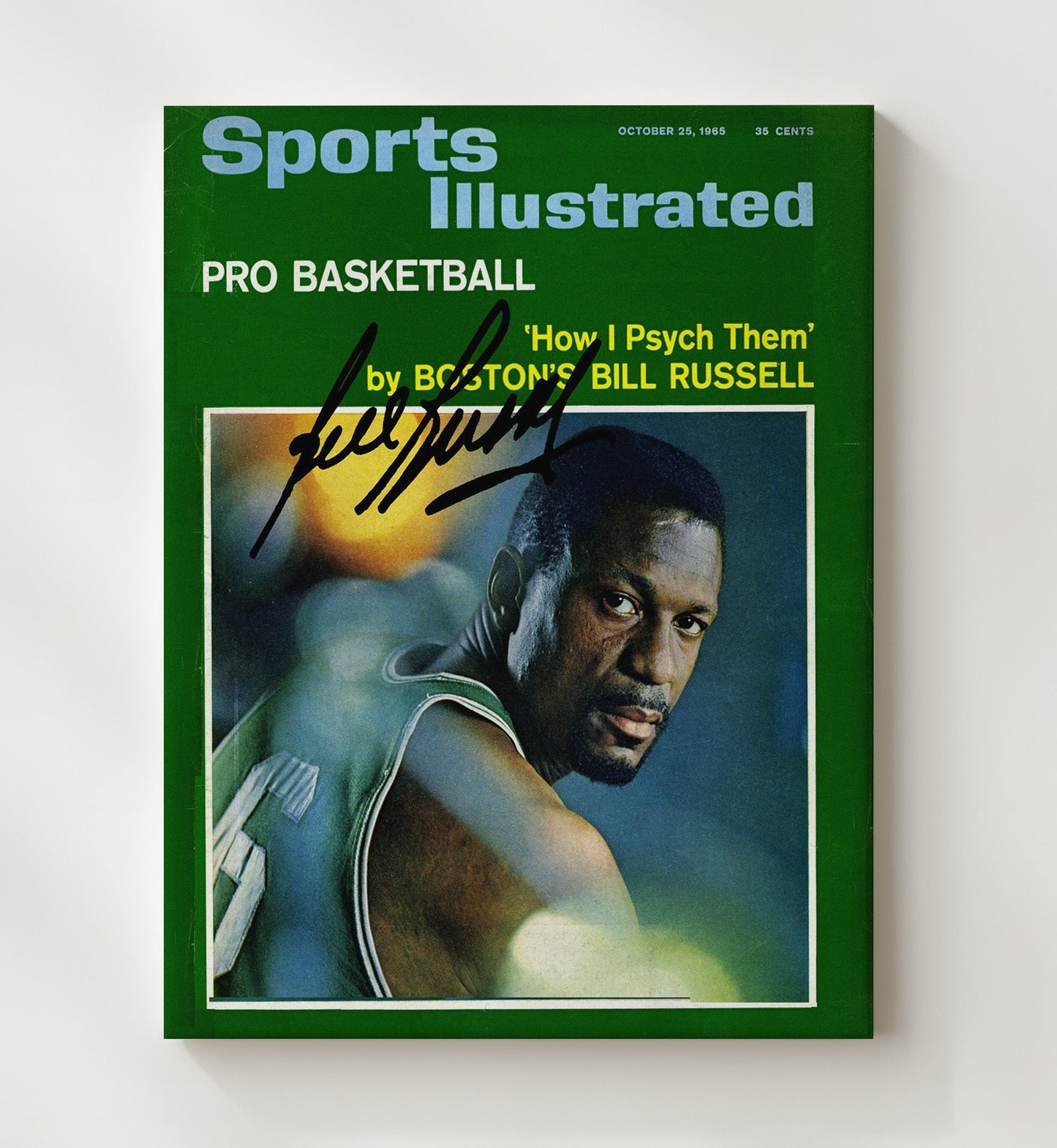 Bill Russell How I Psych Them SI Cover October 1965 basketball print - 20x24 Canvas wall art