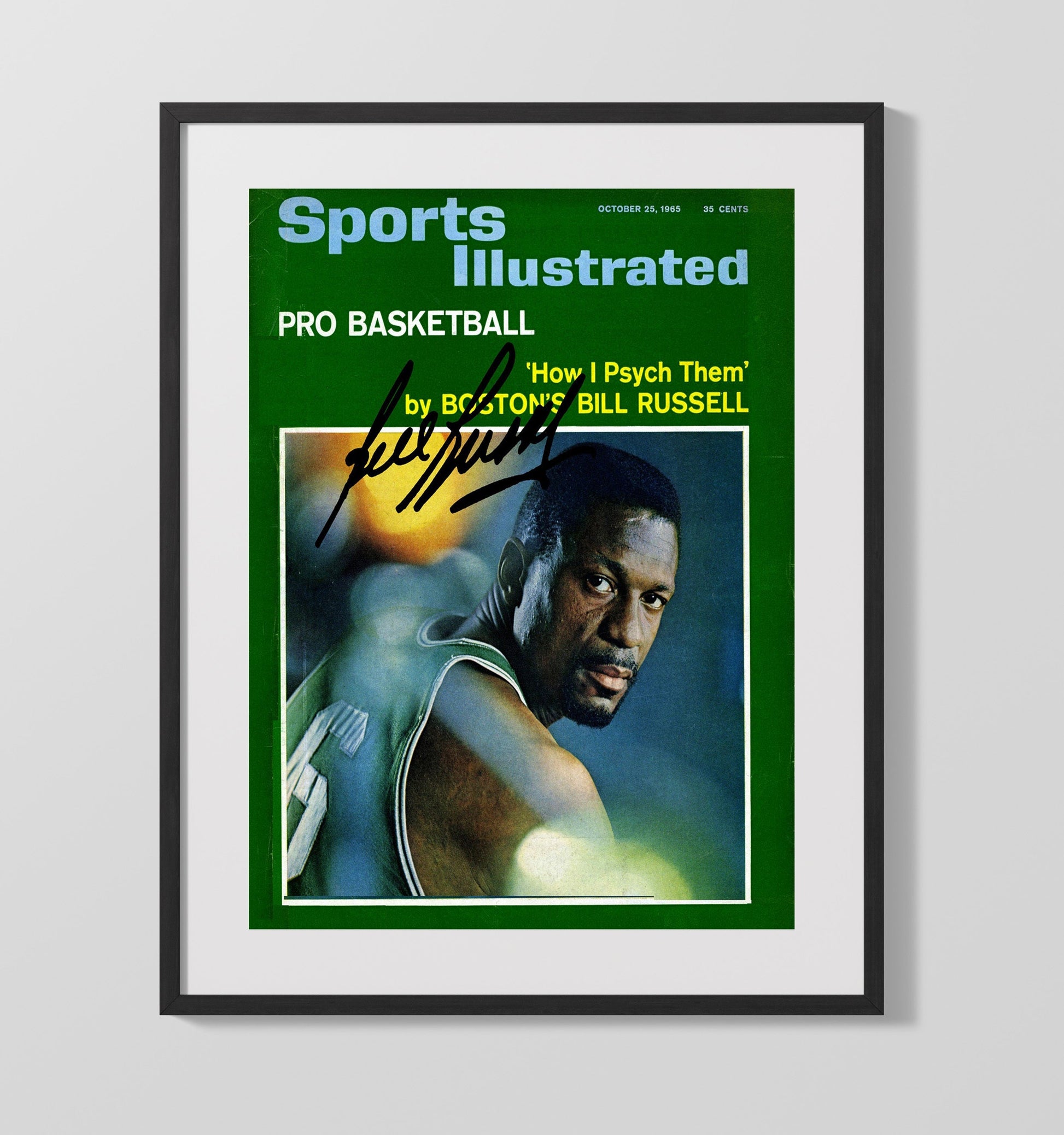 Bill Russell How I Psych Them SI Cover October 1965 basketball print - 16x20 Gallery Frame wall art