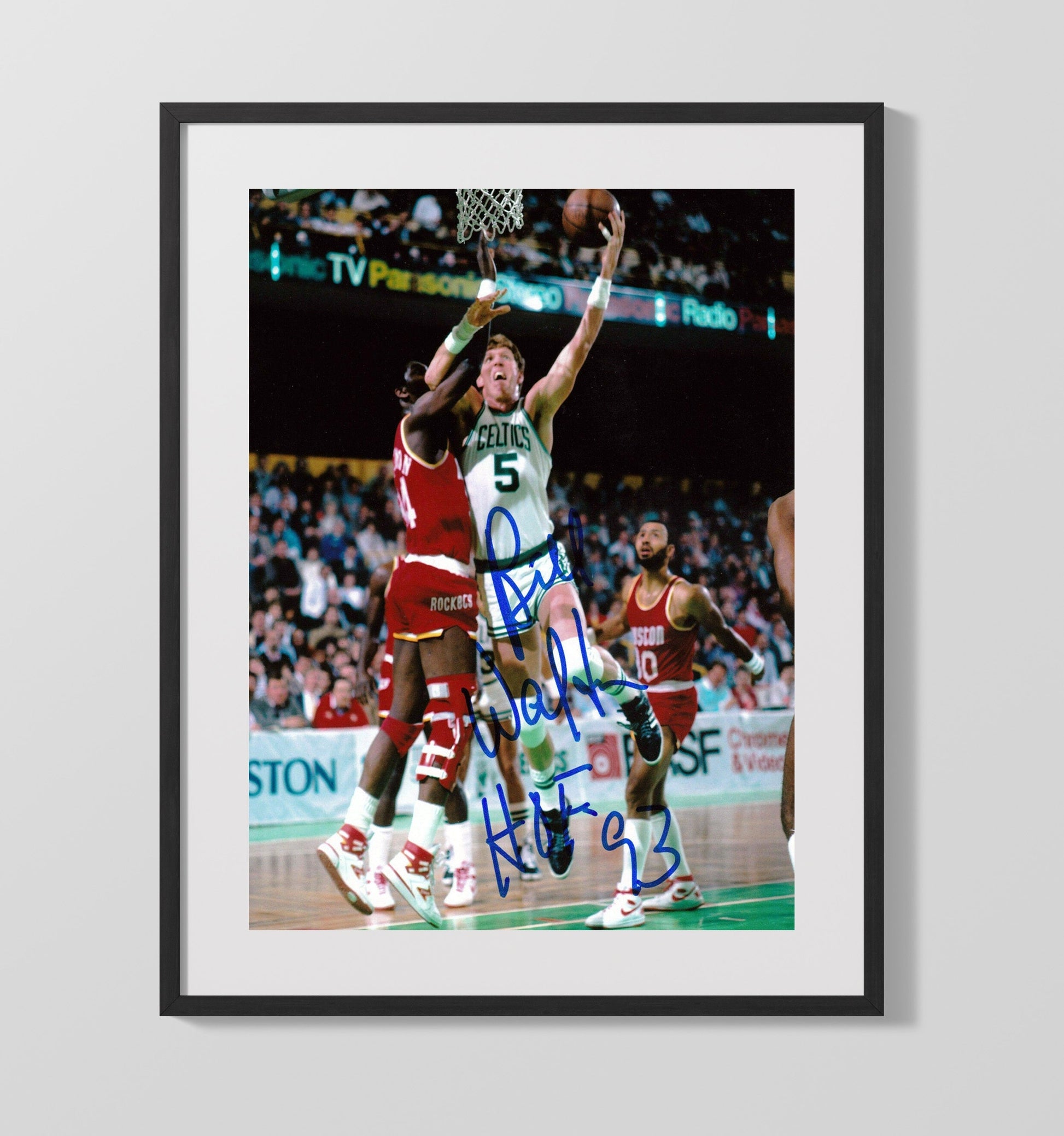 Bill Walton Rim Attack Over Houston Defender basketball print - 16x20 Gallery Frame wall art