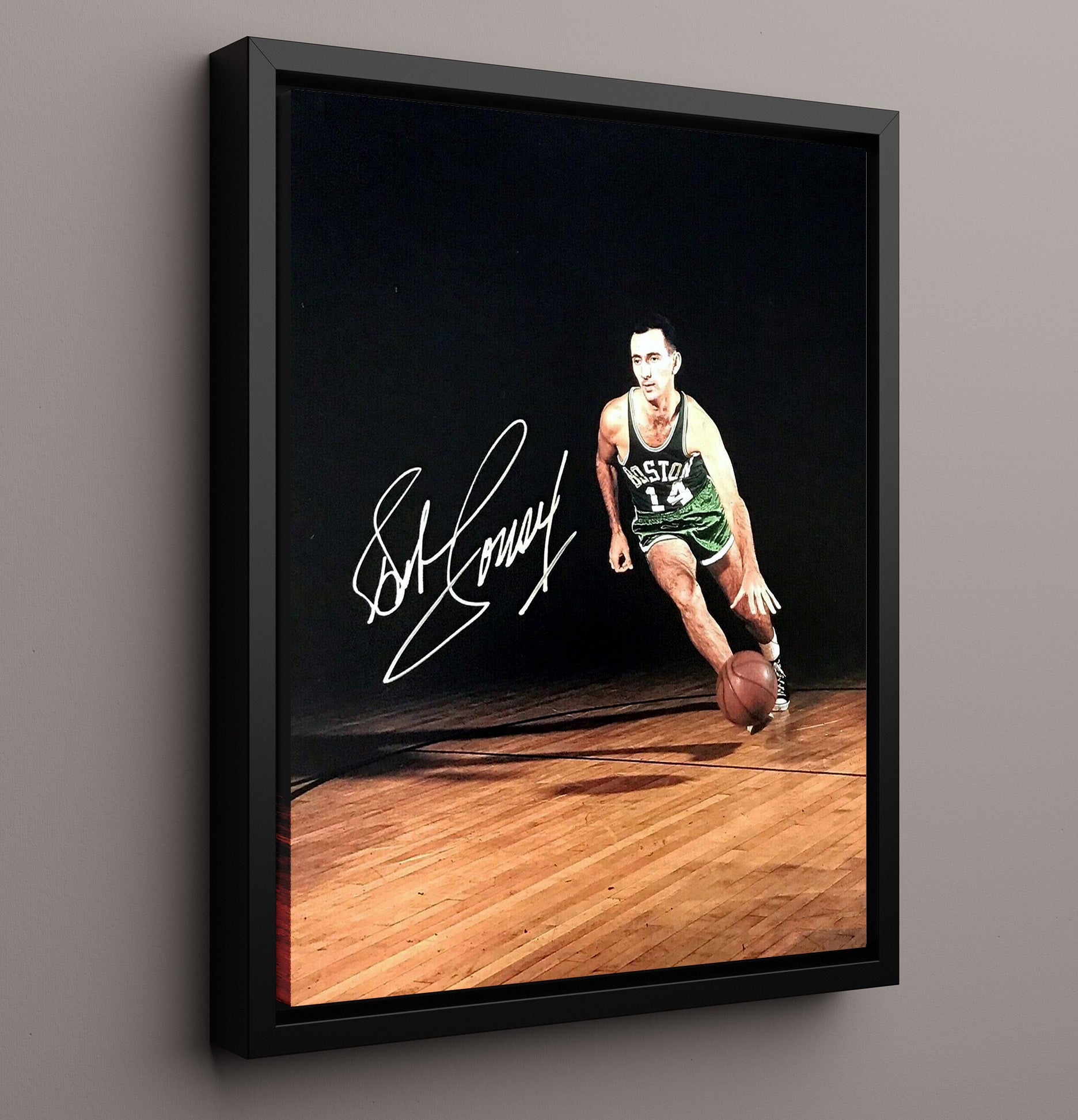 Bob Cousy Hardwood Maestro Studio Classic Basketball Wall Art 16x20 Framed Canvas basketball wall art print