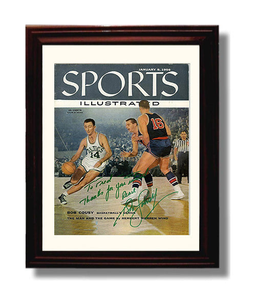 Bob Cousy SI Cover January 9 1956 Celtics Action Basketball Wall Art 8x10 Beveled Frame basketball wall art print
