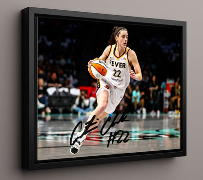Caitlin Clark Indiana Fever Drive Action Basketball Wall Art 16x20 Framed Canvas basketball wall art print