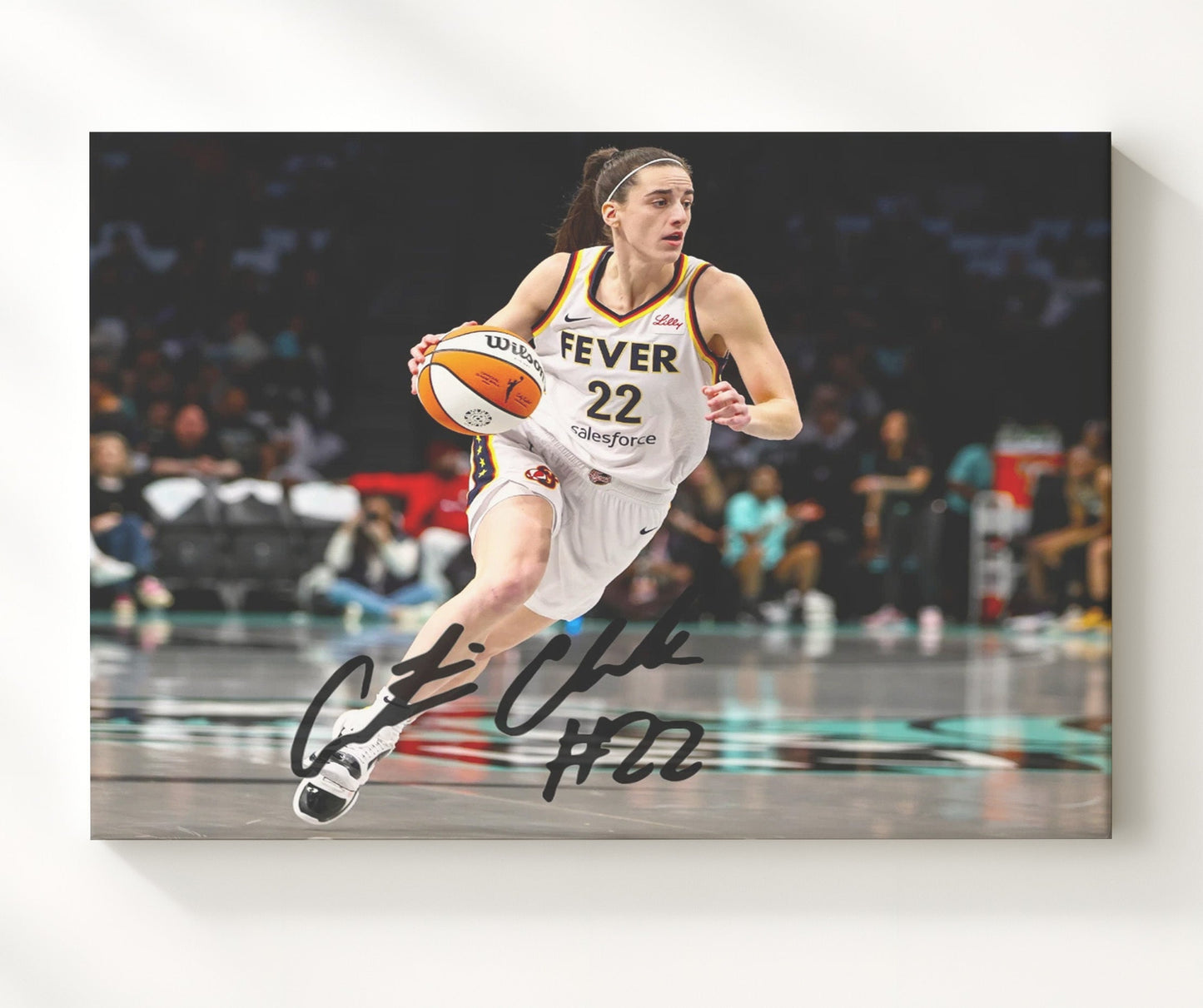 Caitlin Clark Indiana Fever Drive Action Basketball Wall Art 20x24 Canvas basketball wall art print