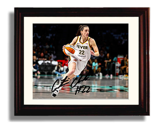 Caitlin Clark Indiana Fever Drive Action Basketball Wall Art 8x10 Beveled Frame basketball wall art print