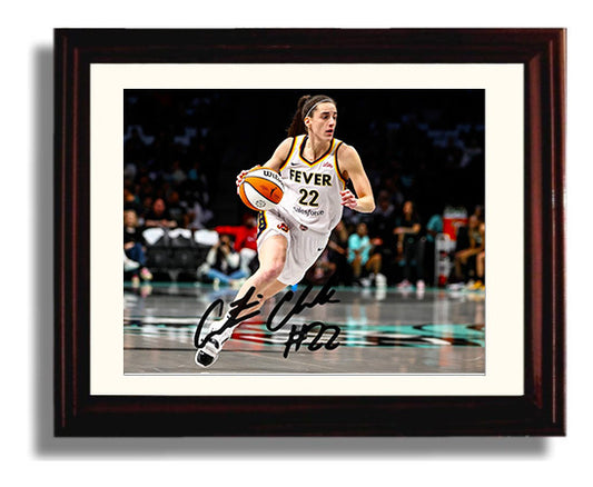 Caitlin Clark Indiana Fever Drive Action Basketball Wall Art 8x10 Beveled Frame basketball wall art print