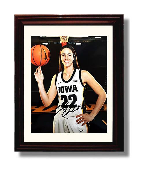 Caitlin Clark Iowa Phenom Spotlight Basketball Wall Art 8x10 Beveled Frame basketball wall art print