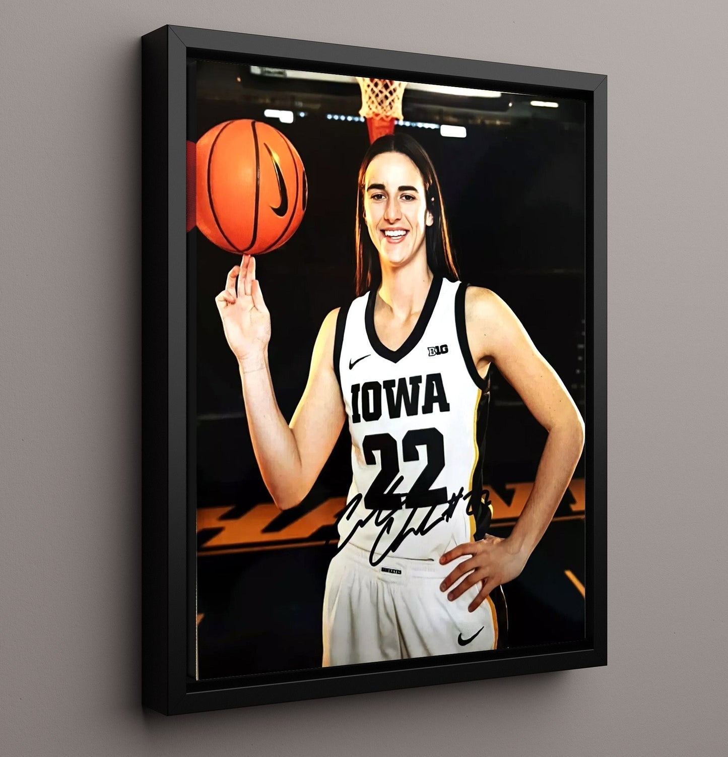 Caitlin Clark Iowa Phenom Spotlight basketball print - 16x20 Framed Canvas wall art