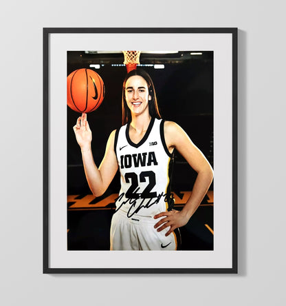 Caitlin Clark Iowa Phenom Spotlight Basketball Wall Art 16x20 Gallery Frame basketball wall art print
