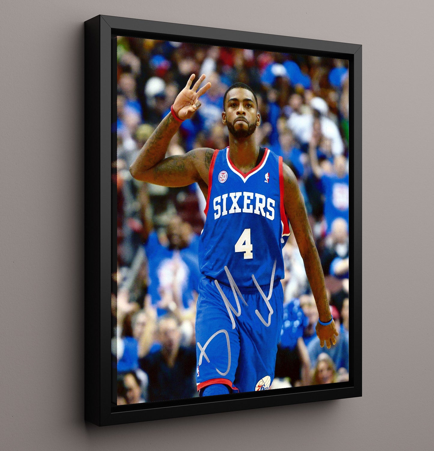 Chris Webber Philadelphia Basketball Three Finger Signal Spotlight Basketball Wall Art 16x20 Framed Canvas basketball wall art print