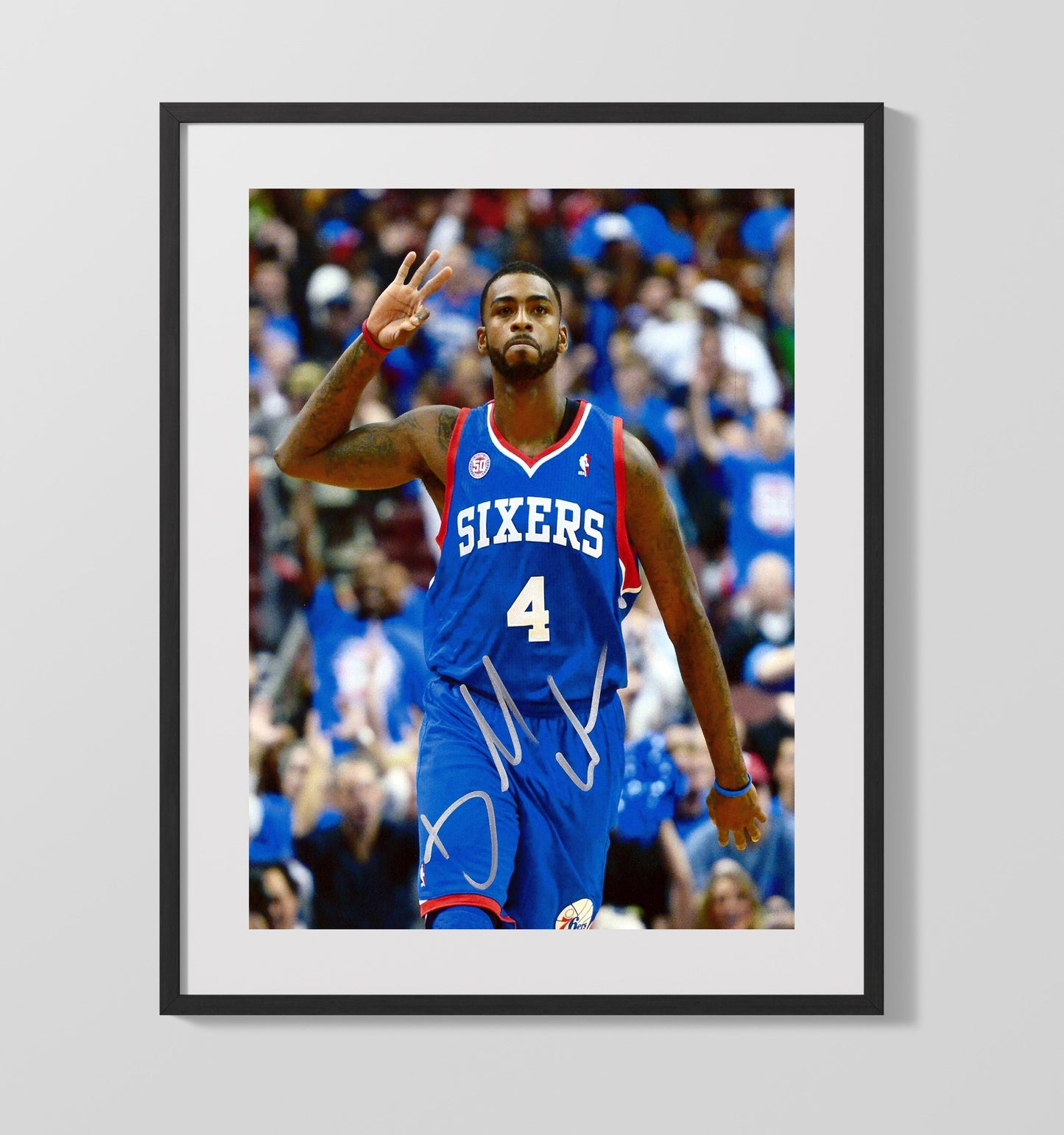 Chris Webber Philadelphia Basketball Three Finger Signal Spotlight basketball print - 16x20 Gallery Frame wall art
