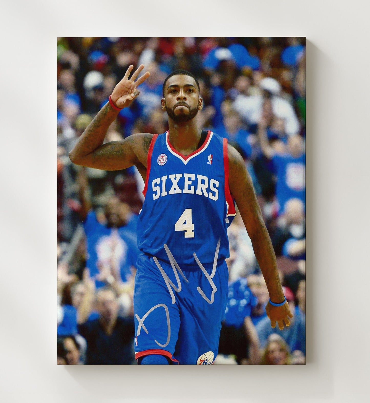Chris Webber Philadelphia Three Finger Signal Spotlight Basketball Wall Art 20x24 Canvas basketball wall art print