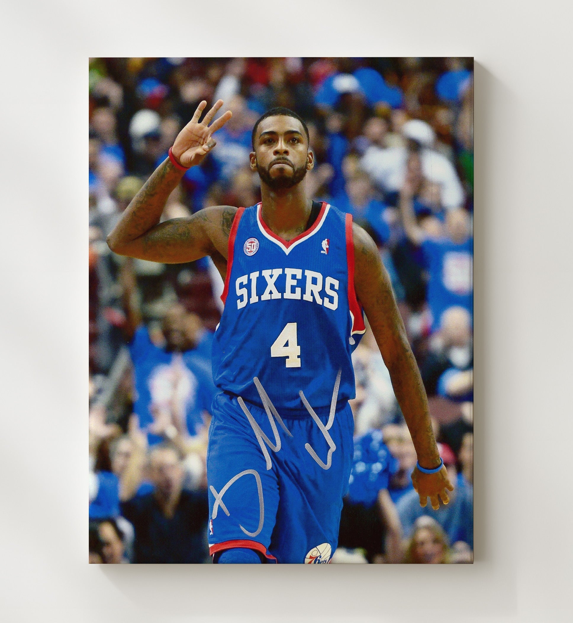 Chris Webber Philadelphia Three Finger Signal Spotlight Basketball Wall Art 20x24 Canvas basketball wall art print