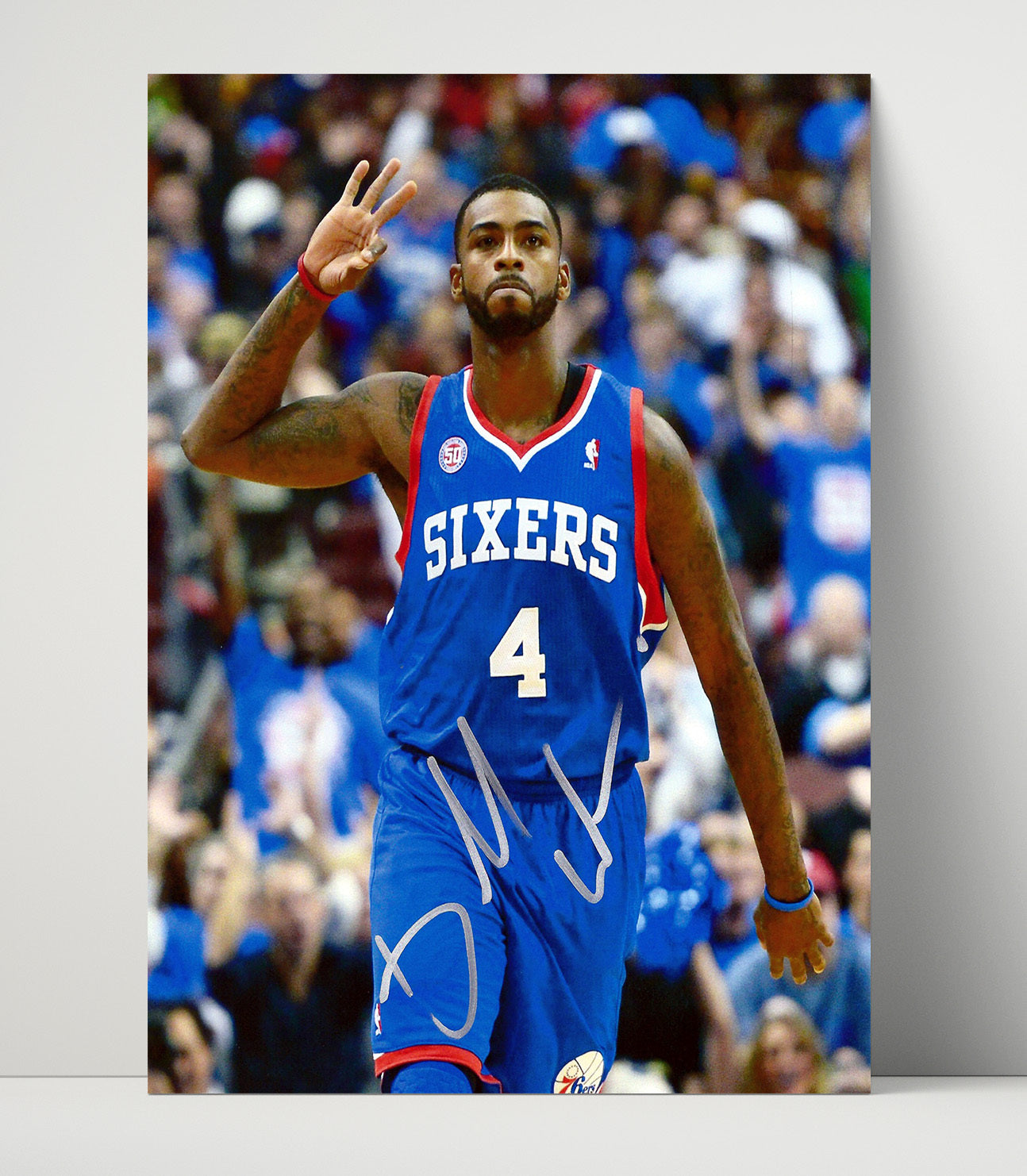 Chris Webber Philadelphia Three Finger Signal Spotlight Basketball Wall Art 16x20 Unframed Print basketball wall art print