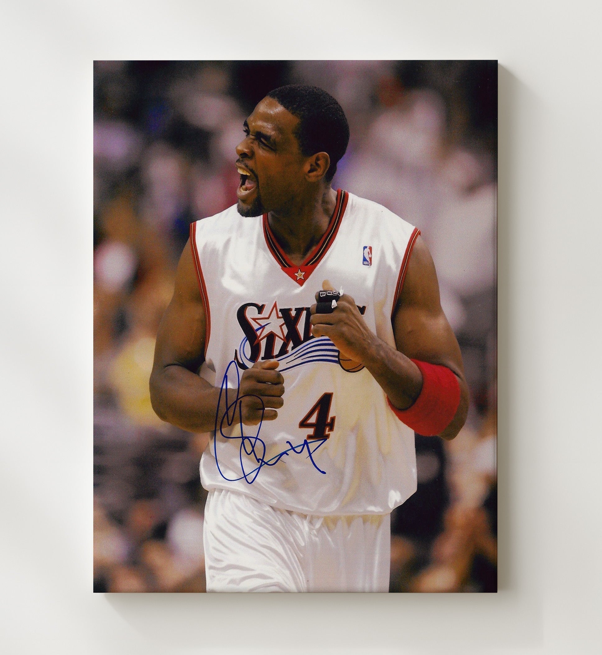 Chris Webber Philadelphia Tenure Game Intensity Basketball Wall Art 20x24 Canvas basketball wall art print
