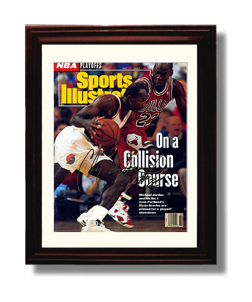 Clyde Drexler Collision Course SI Cover May 1992 Basketball Wall Art 8x10 Beveled Frame basketball wall art print
