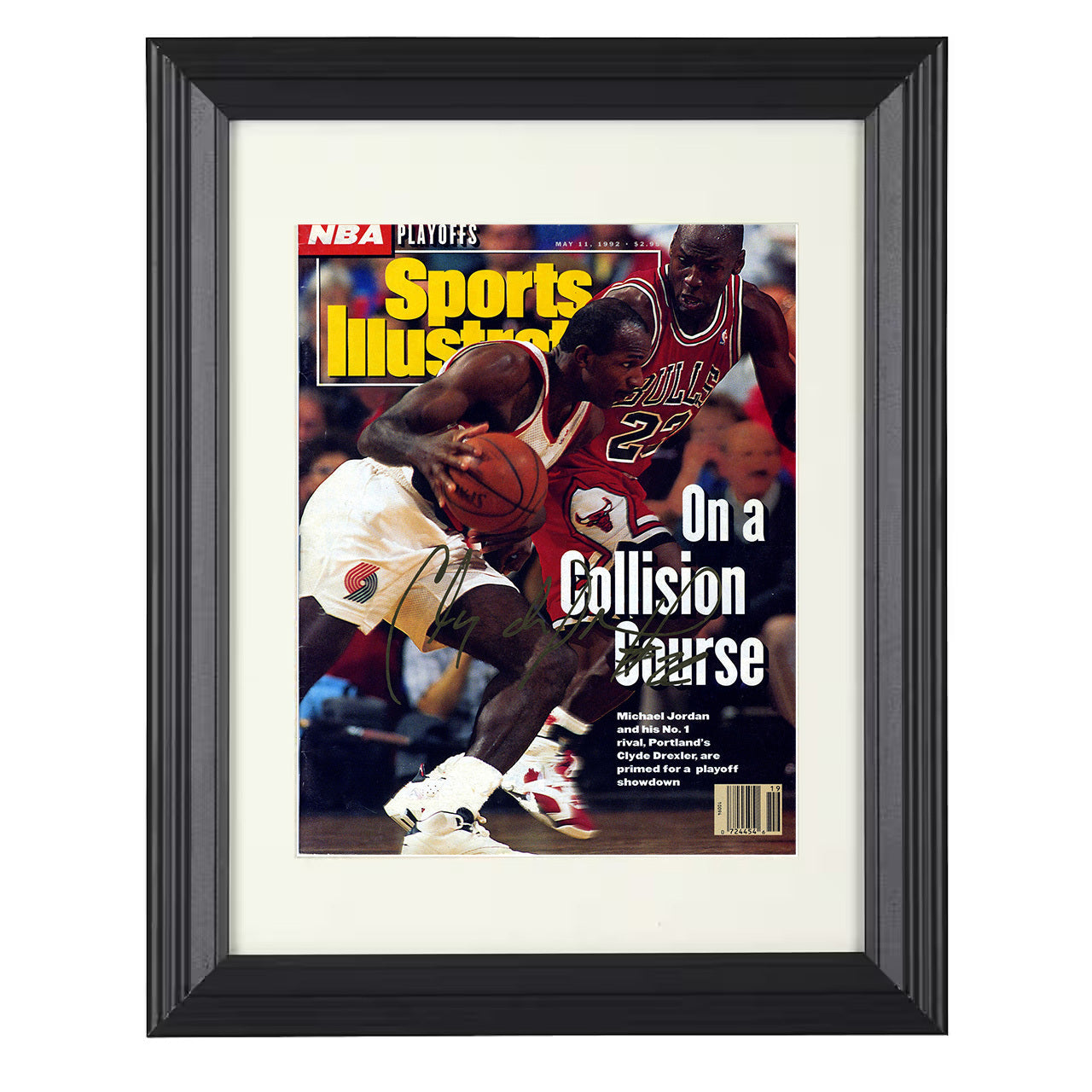Clyde Drexler - Collision Course 1992 SI 8x10 framed basketball wall art