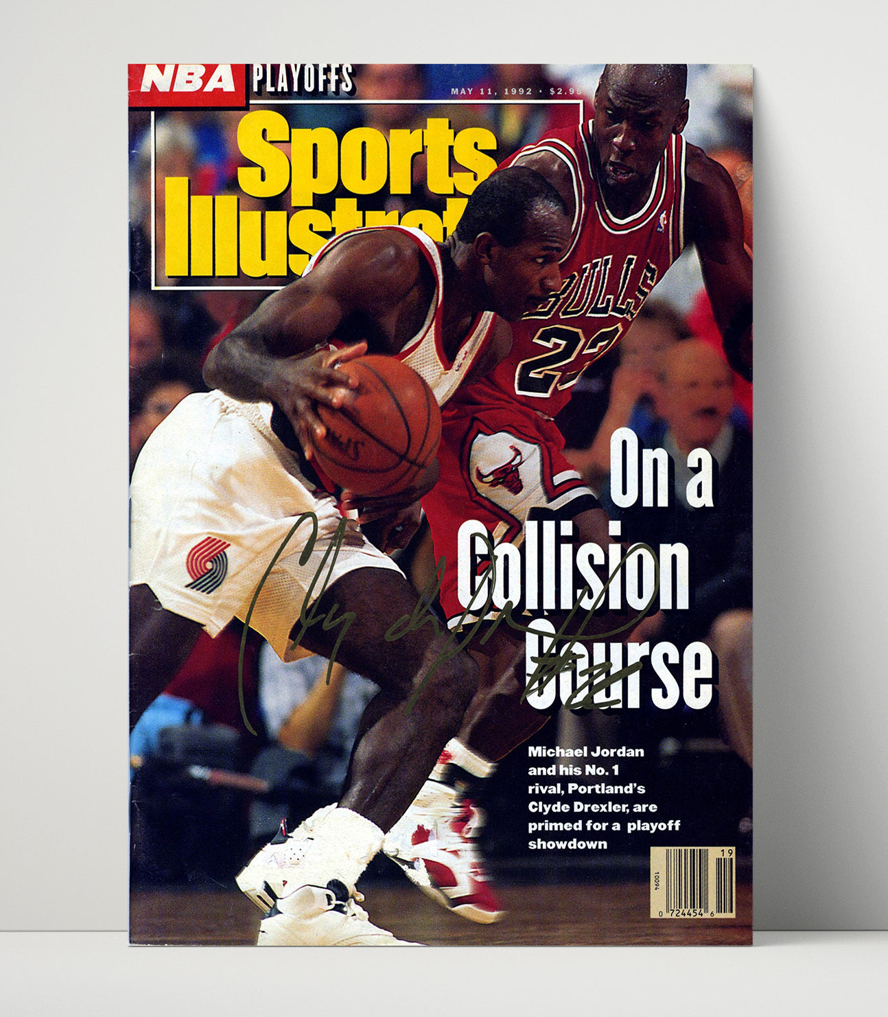 Clyde Drexler Collision Course SI Cover May 1992 basketball print - 16x20 Unframed Print wall art