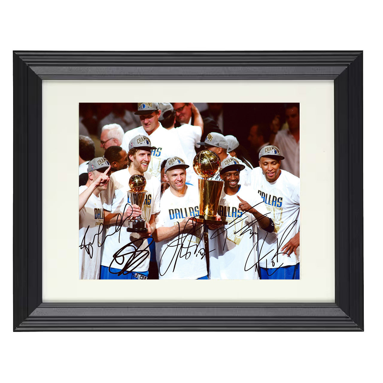 Dallas Mavericks 2011 Championship Celebration basketball print - 8x10 Beveled Frame wall art